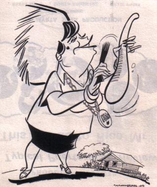 Caricatura de Moran de la cantante y comediante Myrta Silva, de quien Morán era cunado.